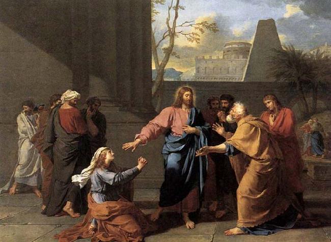 Jean-Germain  Drouais The Woman of Canaan at the Feet of Christ oil painting image